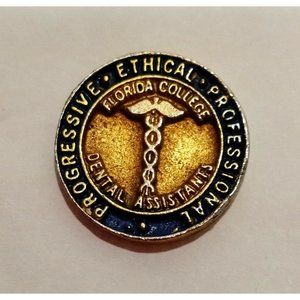 Florida Collage Dental Assistants Lapel Pin Vintage 3/4" Metal Progressive